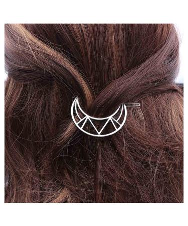 Andelaisi Boho Moon Hair Clip Vintage Hollow Crescent Moon Hair Barrette Clip Silver Moon Hairpin Clip Minimalist Crescent Head Clip Accessory for Women and Girls Headdress