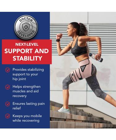 Doctor Developed Hip Support Brace for Piriformis Syndrome & Sciatica Pain Relief - Thigh Compression Sleeve for Hamstring Support - Hip Brace for Women & Men - Includes Doctor Handbook - L/XL Pink - Buy Online on GoSupps.com
