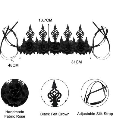 UDIKEFO Halloween Rose Gothic Garland Crown Headband for Women Girl Adults Witcher Makeup Hair Accessories for Halloween Dancing Party Cosplay Masquerade Decoration - Buy Online on GoSupps.com