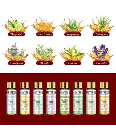 HEYTREE Essential Oils Set - 8 x 10ml Pure Natural Aromatherapy Oils - Lavender, Eucalyptus, Tea Tree, Vanilla, Peppermint, Lemongrass, Bergamot, Orange - Perfect Christmas Gifts - Buy Online on GoSupps.com