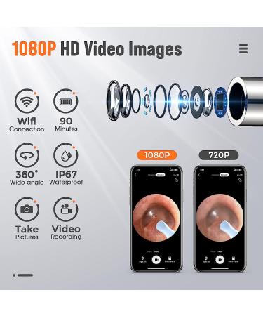 Ear Cleaner with Camera and Light | Ear Wax Removal Kit with 8 Pcs Ear Set | Otoscope for iPad, iPhone, Android | Black - Buy Online on GoSupps.com