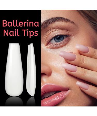 500 Pcs Artificial Nail Tips | Acrylic Coffin Fake Nails with Glue & Box for Women & Girls Perfect Natural Look - Buy Online on GoSupps.com