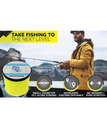 Reaction Tackle Braided Fishing Line - 30 LB Hi Vis Yellow | 500 yards | Pro Grade Power Performance for Saltwater or Freshwater - Buy Online on GoSupps.com