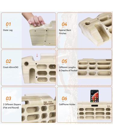 Wooden Hangboard for Rock Climbing | Phone & Band Holder | varied grips - Buy Online on GoSupps.com