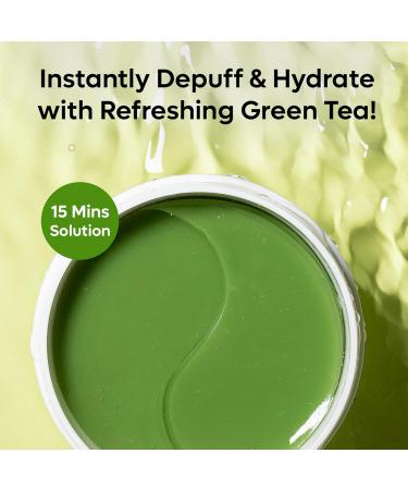 mCaffeine Green Tea Hydrogel Under Eye Patches | Reduce Dark Circles Fine Lines & Wrinkles | 30 Pairs Cooling Mask for Instant De-Puffing - Buy Online on GoSupps.com