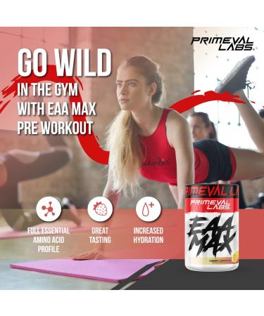 Primeval Labs EAA Max BCAA Cherry Lemonade Powder - Muscle Recovery & Hydration - Keto Friendly - 30 Servings - Buy Online on GoSupps.com