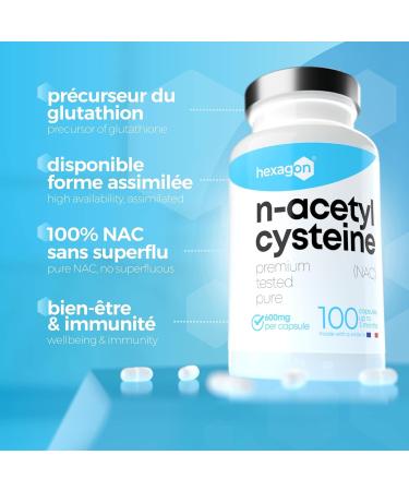 NAC N-Acetyl-Cysteine 600mg - +3 Months of Treatment - Antioxidant & Detoxifying - Made in France - Glutathione Boost - Liver Detox & Protection - 100 Vegetable Capsules - Vegan - No Additives - - Buy Online on GoSupps.com