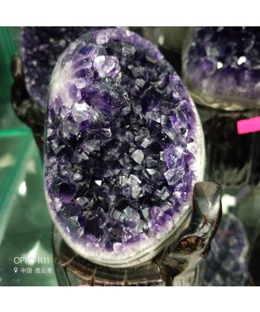 Natural Crystal Rough 1000g Natural Crystals Cluste Amethyst Cluster Geode from Uruguary Amethyst +Wood Base - Buy Online on GoSupps.com