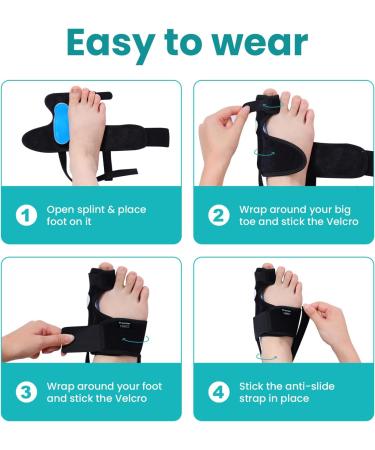 Bunion Corrector for Men & Women - Adjustable Bunion Splint Brace with Soft Gel - Pain Relief Toe Straightener - 1 Pair Bunion Pads - Buy Online on GoSupps.com