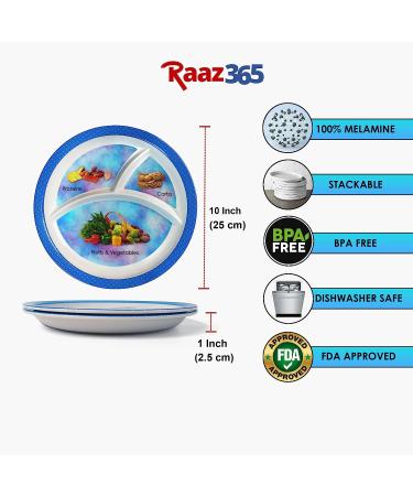 Raaz365 Portion Control Plates for Weight Loss adults  Diabetic portion control plates for adults  Healthy nutrition balanced diet plates  Pack of 2 Plates  Blue - Buy Online on GoSupps.com