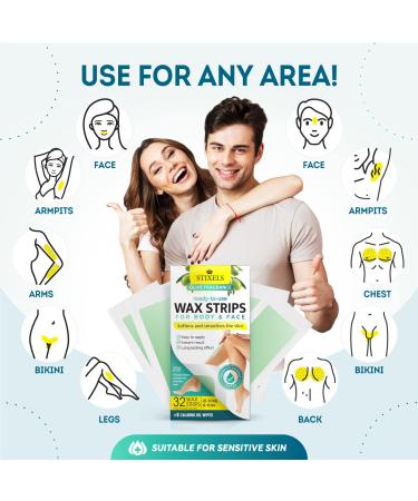 Wax Strips for Hair Removal - 80 Count Waxing Kit for Women & Men - Face, Body, Legs, Arms, Armpits, Bikini - Includes 48 Body Strips, 16 Face Strips, 16 Oil Wipes - Hair Remover Wax Kit (2 Pack) - Buy Online on GoSupps.com