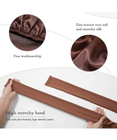 AWAYTR Long Satin Bonnet for Braids - Elastic Silk Night Cap for Women (Brown) - Buy Online on GoSupps.com