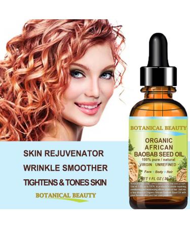 African Organic Baobab Seed Oil 100% Pure - Natural Cold-Pressed for Face Skin Hair | Vitamin C Rich - 0.5 Fl oz by Botanical Beauty - Buy Online on GoSupps.com
