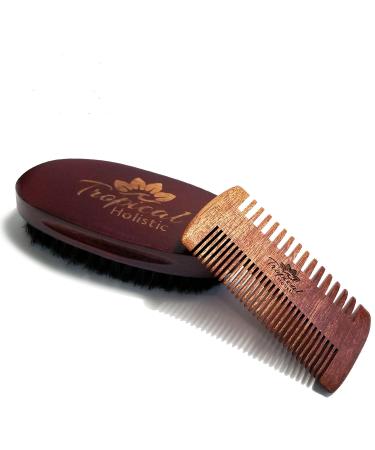Natural Beard Grooming Kit for Men | 3-in-1 Set with Boar Bristle Brush Wood Comb & Hair Treatment Oil | Travel-Friendly - Buy Online on GoSupps.com