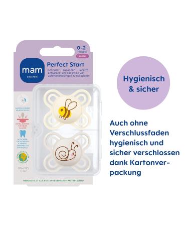 MAM Perfect Start Pacifier Set for Newborns | 0-2 Months | Organic & Eco-Friendly Silicone | Includes Pacifier Box | Bee & Snail Design - Buy Online on GoSupps.com
