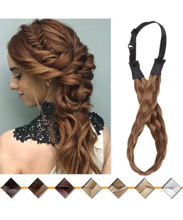 Silk-co women hair band 5 strands light brown artificial hair braided headband elastic hair band for women and girls wedding vintage with hair tie hair parts braids extensions 2.5cm wide 2.5cm wide light brown - Buy Online on GoSupps.com