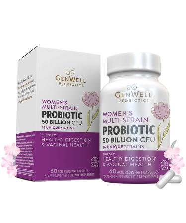Probiotics for Women 50 Billion CFU & 16 Strains | 60 Capsules, Shelf Stable Gut Health Supplements for Women, Supports Digestive & Vaginal Health Womens Probiotic