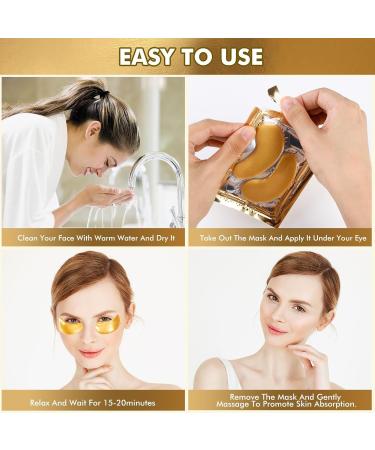 Under Eye Gel Patches 20 Pairs - Golden Eye Mask with Amino Acid & Collagen Cooling Eye Care for Wrinkles Puffy Eyes & Dark Circles Skincare Treatment for Men & Women USA Tested - Buy Online on GoSupps.com