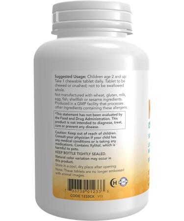 Now Supplements Kid Cal Chewables - Calcium Citrate, Magnesium, Vitamin D - Tart Orange Flavor - 100 Count - Buy Online on GoSupps.com