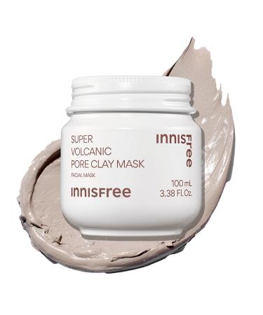 innisfree Super Volcanic Pore Clay Mask Korean Pore Clearing Clay Mask with Volcanic Clusters and AHA 3.38 oz. / 100mL
