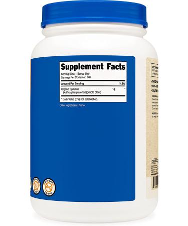 Nutricost Organic Spirulina Powder 2 LB - Pure Certified Organic - 2 Pound Bag - Buy Online on GoSupps.com