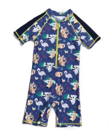 BONVERANO Baby Boy One Piece Long-Sleeved Clothing UV Protection 50+ Swimsuit with One Zip Koala 18 Months