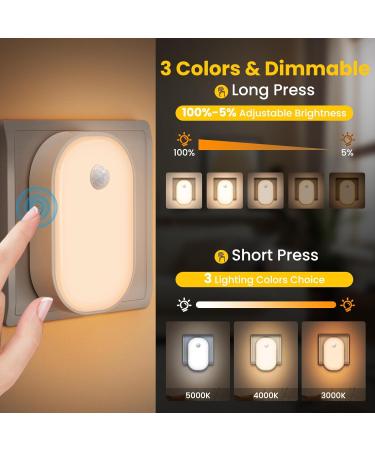 Teapd Night Light Socket with Motion Detector - 2 Pack Dimmable Warm White LED for Kids Twilight Sensor 3 Modes for Bedroom Staircase Hallway & Kitchen - Buy Online on GoSupps.com
