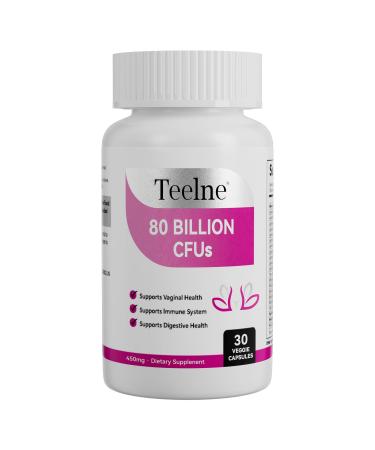 Teelne Women's Probiotics and Prebiotics 80 Billion CFUs, 16 Probiotic Strains, Probiotics for PH Balance, Supports Digestive & Gut Health, 30 Capsules