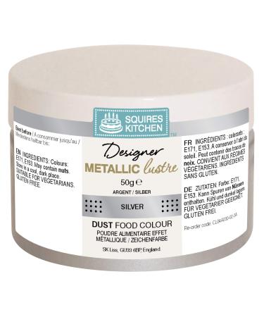 Squires Kitchen Silver Designer Metallic Edible Lustre Dust Food Colour 50g