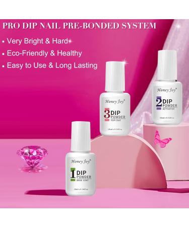Honey Joy Dip Powder Nail Kit Starter Set - 4 Colors Hot Pink Glitter Dipping Powder Liquid with Base Top Coat Activator - Nail Art Manicure Salon DIY - No LED Lamp Needed - Dip-7pcs-01 - Buy Online on GoSupps.com