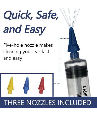 Medical Sales Supply Ear Wax Removal Syringe with Penta-Stream Nozzle - Safe & Comfortable Home Ear Cleaning Tool - Includes 3 Family Safety Tips - Buy Online on GoSupps.com