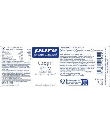 Pure Encapsulations Cogni Activ Cognitive Functions Support with Vitamins B6 B9 B12 Folate Zinc Lutein and Zeaxanthin - 60 Capsules - Buy Online on GoSupps.com
