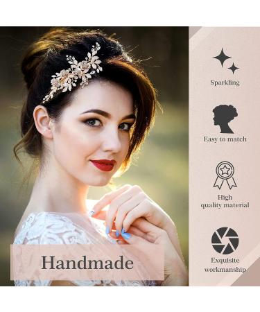 4-Piece Rose Gold Bridal Hair Accessory Set - Rhinestone Hair Pins, Crystal Flower Comb Clips for Wedding Hair - Brides and Bridesmaids - Buy Online on GoSupps.com