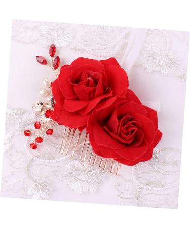 Ipetboom 1pc Headwear for Women Wedding Headpiece for Bride Flower Hair Comb Insert Hair Comb Hair Combs Metal Hair Comb Bridal Hair Comb Hair Pin Flower Head Rhinestones Red Miss - Buy Online on GoSupps.com