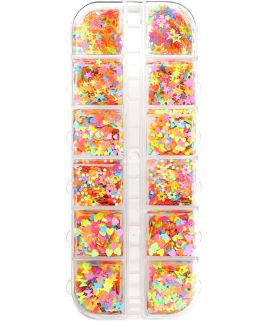 Flower Nails Flakes 12 Colors Nails Art Nail Sequins Nail Glitter Mix Color Fluorescent(02) - Buy Online on GoSupps.com