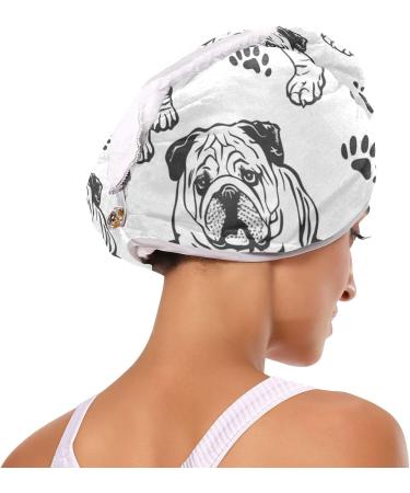 Sad Bulldog Hair Towel 2 Pack | Super Absorbent Quick Dry Hair Turbans for Women & Girls - Buy Online on GoSupps.com