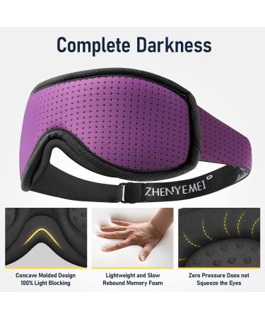 Adjustable Purple Sleep Mask for Men and Women - Zero Eye Pressure, Comfortable Eye Covers with Velcro - 1 Count - Buy Online on GoSupps.com