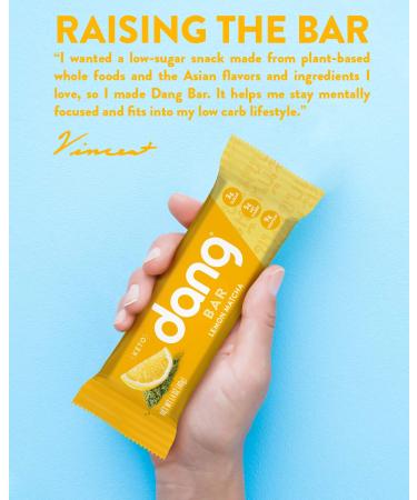 Dang Keto Bar | Lemon Matcha | 12 Pack | Keto Certified Vegan Snack | Low Carb, Low Sugar, Gluten Free, Non GMO | 5g Net Carbs, 9g Protein | Plant Based Energy Bar | Pack of 12 - Buy Online on GoSupps.com