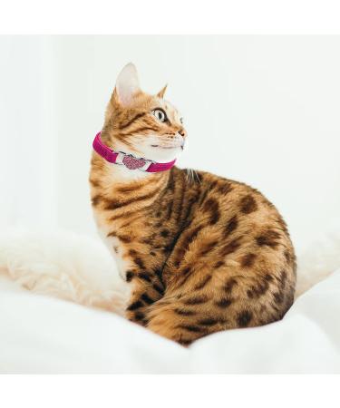 Shop Cobee Bling Heart Cat Neck Band with Bell | Adjustable Rhinestone Collar for Small Cats & Dogs (Rose Red) - International Shipping Available - Buy Online on GoSupps.com