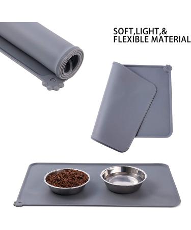Elaikka 19x12 Large Black Silicone Pet Food Mat - Non-Slip, Waterproof & Easy to Clean - Raised Edge Cat & Dog Feeding Mat - Buy Online on GoSupps.com