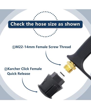 DERASL High Pressure Washer Gun 4000 PSI M22 14mm for Karcher High-Pressure Hose Quick Connect Connector 5 1/4 inch Quick-Connect Nozzles for Car Washer Cleaning Tool - Buy Online on GoSupps.com