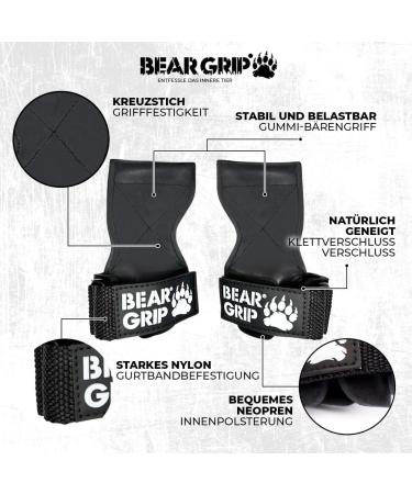 BEAR GRIP Heavy Duty Weight Lifting Straps & Hooks | Multi-Grip High Quality Rubber Small - International Shipping Available - Buy Online on GoSupps.com