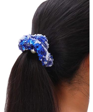 Amosfun Sparkly Glitter Sequin Hair Scrunchies Ponytail Holder Elastic Hair Bands Hair Ties Hair Accessories for Girls Women (Blue) - Buy Online on GoSupps.com