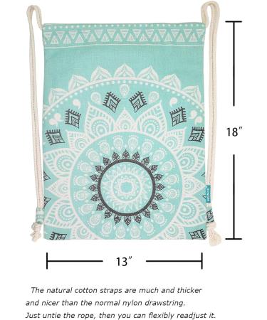 Mandala Style Drawstring Backpack - Aqua Fair Canvas Beach Sport Daypack by Miomao - Buy Online on GoSupps.com