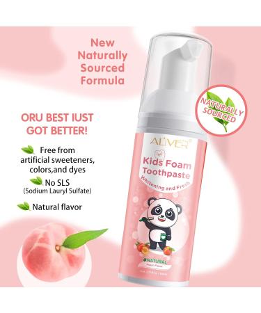 Kids Foam Toothpaste 2Pcs - Low Fluoride Toddler Toothpaste Set for U Shaped Toothbrush - Peach Flavor - Anticavity Foaming Toothpaste for Children's Teeth Cleaning - Buy Online on GoSupps.com