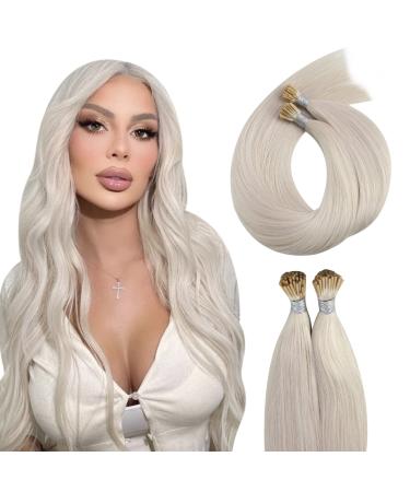 Moresoo Extensions Real Hair Bondings Blond 45 cm Hair extension Real hair Bondings I Tip Extensions White Blond Keratin Bondings Real hair #60a 0.8g/S 40g 50S/Pack 18 inch 45 cm 3.i-tip #60A