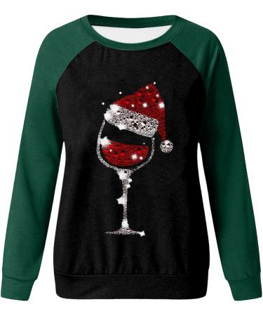 Women's Christmas Snowman & Penguin Print Sweatshirt - Green | Cozy O-Neck Raglan Pullover for Winter | Cute Xmas Jumper for Women - Buy Online on GoSupps.com