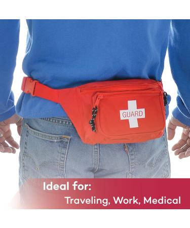 Dealmed Red Lifeguard Fanny Pack - Logo Design, E-Z Zipper, 3 Pockets (Pack of 3) - Adjustable Waist Strap - Buy Online on GoSupps.com