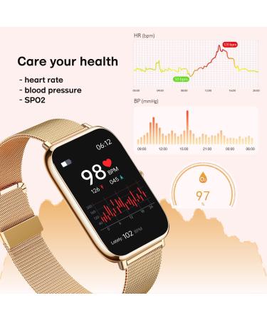 DoSmarter Women's Fitness Tracker | Heart Rate & Blood Pressure Monitor | Waterproof Smart Watch for Android & iOS | Gold - Buy Online on GoSupps.com