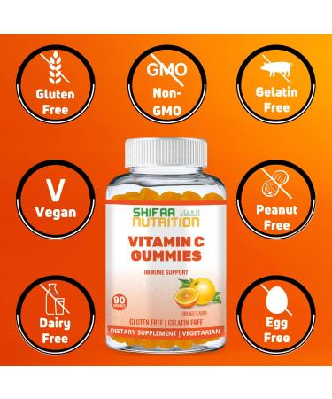 SHIFAA NUTRITION Vegan Vitamin C Gummies - 90 Gummies 250mg - Immune Support for Kids & Adults - Halal, Non-GMO, Gluten-Free - Buy Online on GoSupps.com